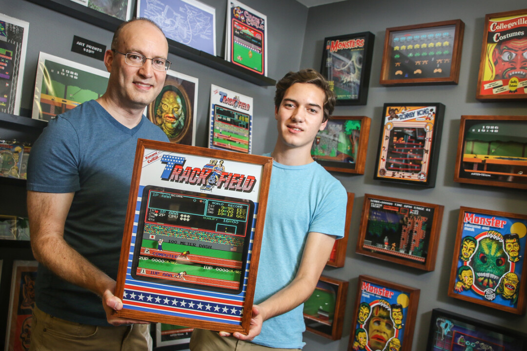 THIS ISN’T A GAME! Jackson Sandler, 15, and his father, Stuart, have created a business making and selling pop-culture themed shadowbox art from their Eau Claire home.