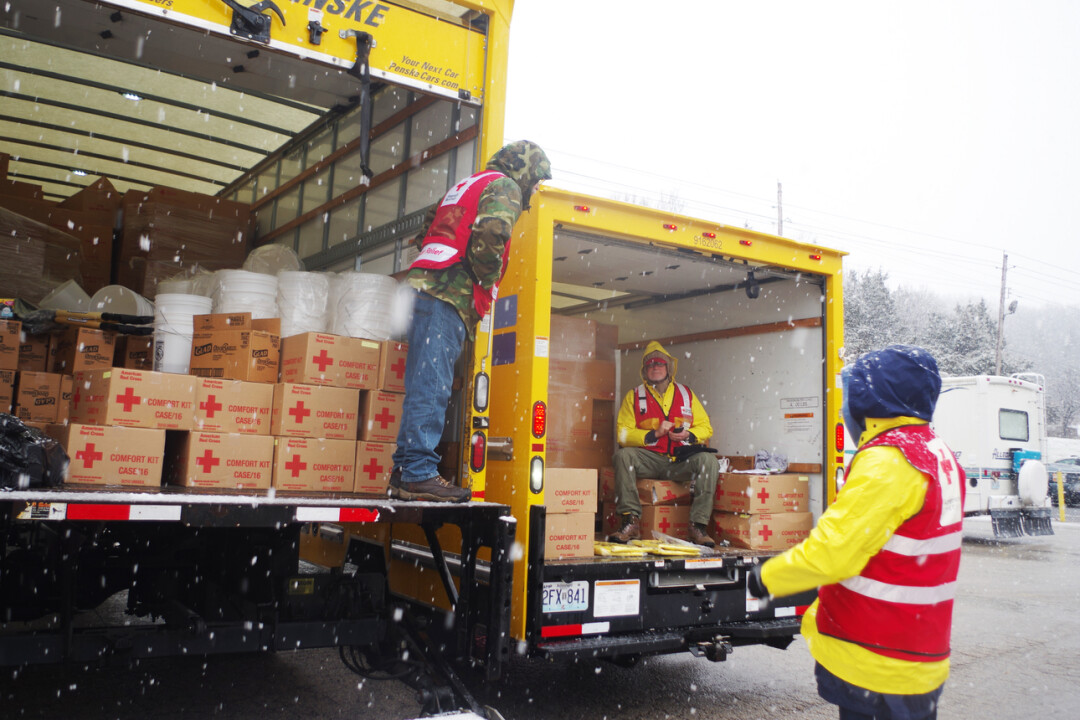 “In January 2016, I supervised the distribution of relief supplies outside of a Multi Agency Resource Center in House Springs, MO. for residents affected by flooding. We were distributing comfort kits (toiletry items) bleach, rakes and shovels, trash bags, water, non-perishable food, pet food, clean-up kits, etc.”