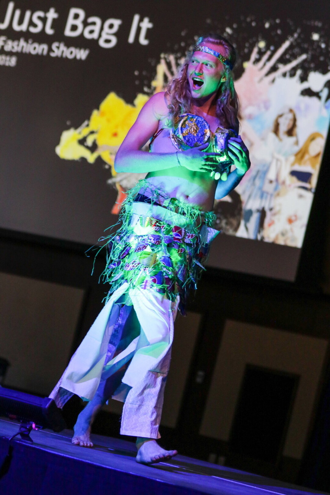 One of the recycled costumes at last year’s Just Bag It Fashion Show