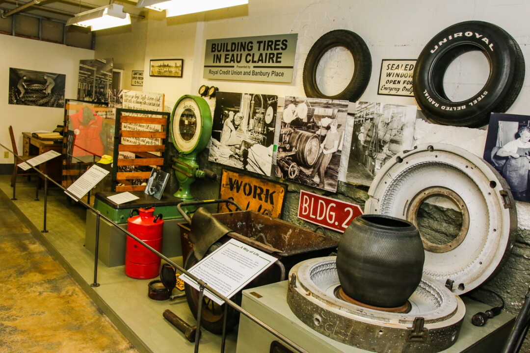 SHAPING HISTORY. The new Uniroyal Tire Factory Gallery in Eau Claire’s Banbury Place features displays, photos, and a collection of vintage equipment.