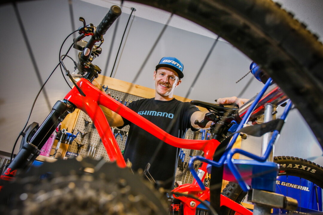 A WHEELIE GOOD IDEA. Nic Barry, former manager and repairperson at Eau Claire Bike and Sport, is opening Stache Bike & Adventure this month in Eau Claire.
