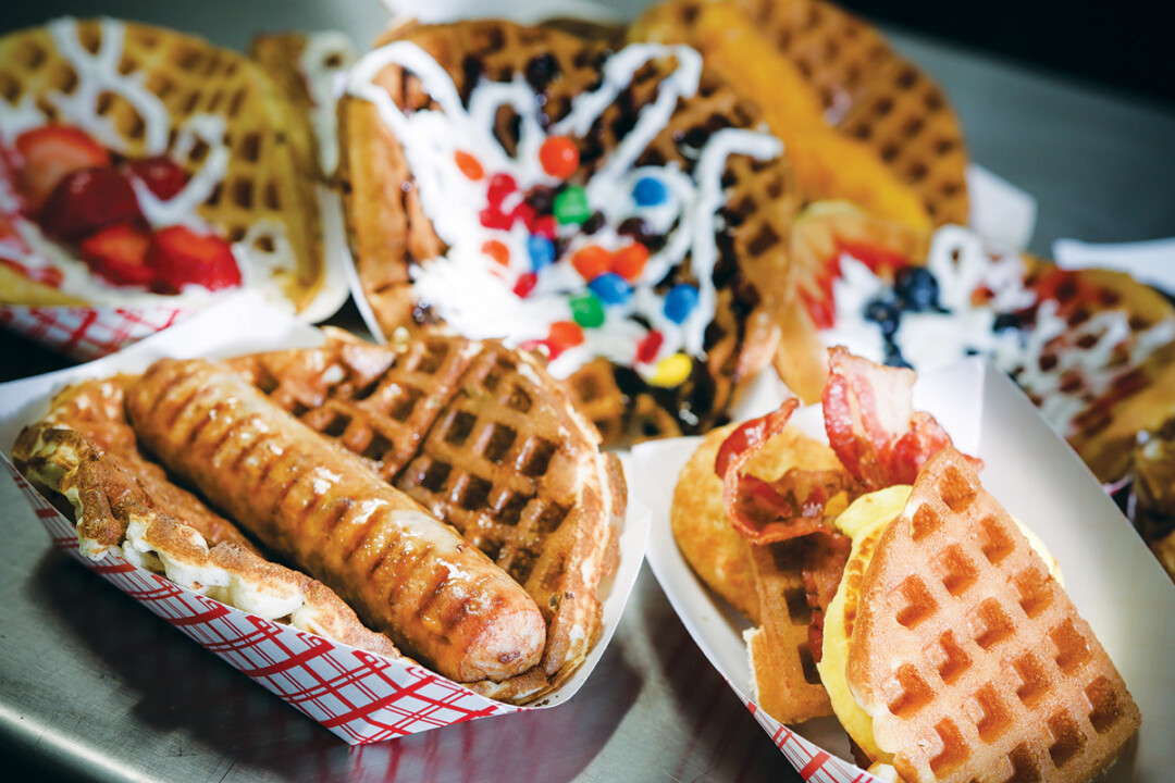A PAWFUL OF WAFFLES. Get your late-night sweet fix at the Waffle Shack on Water Street in Eau Claire.