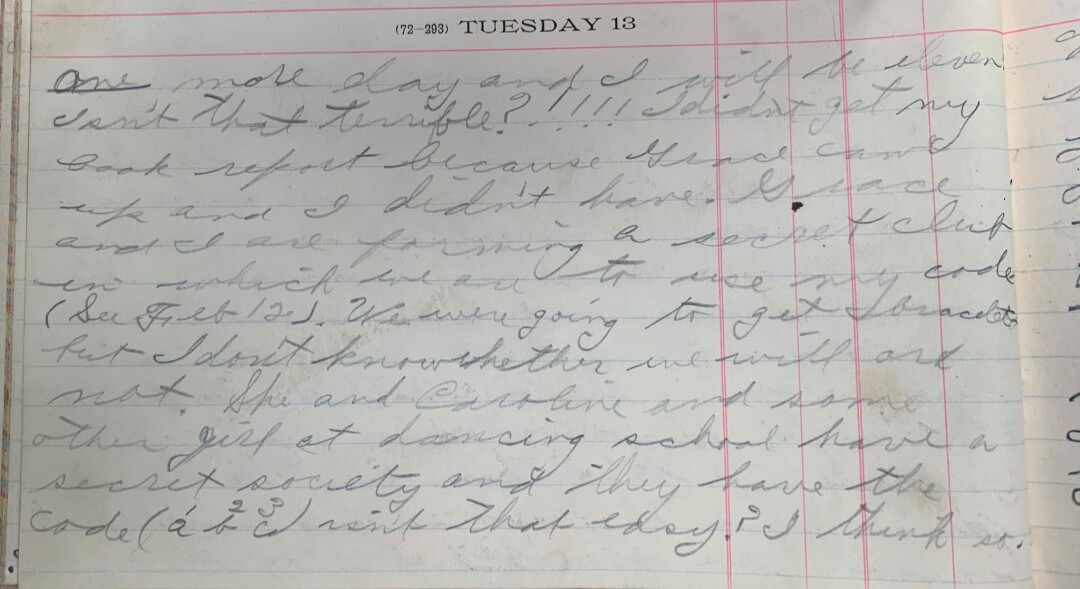 Chula Margaret Remington, age 10, of Eau Claire, kept this diary in 1923. (Courtesy Chippewa Valley Museum)