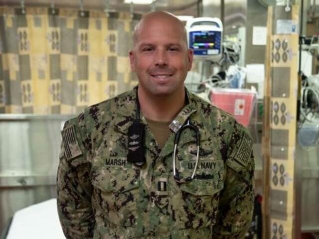 U.S. Navy Lt. Patrick Marsh, a 2014 nursing graduate, is an emergency room nurse on the USNS Mercy. (Submitted photo)