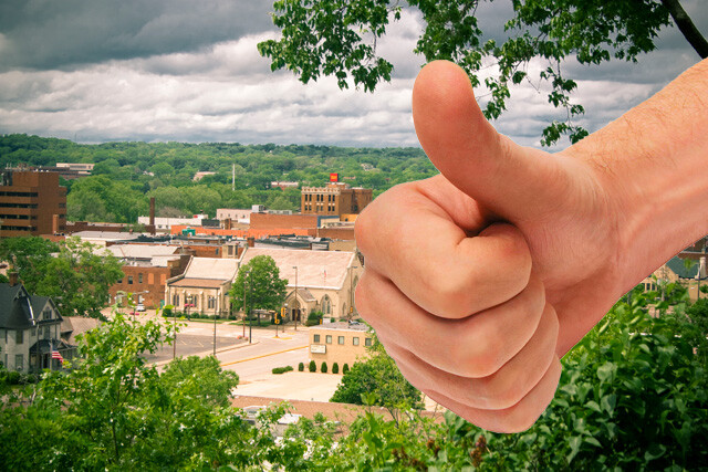 The giant hand agrees with Eau Claire's high ranking.