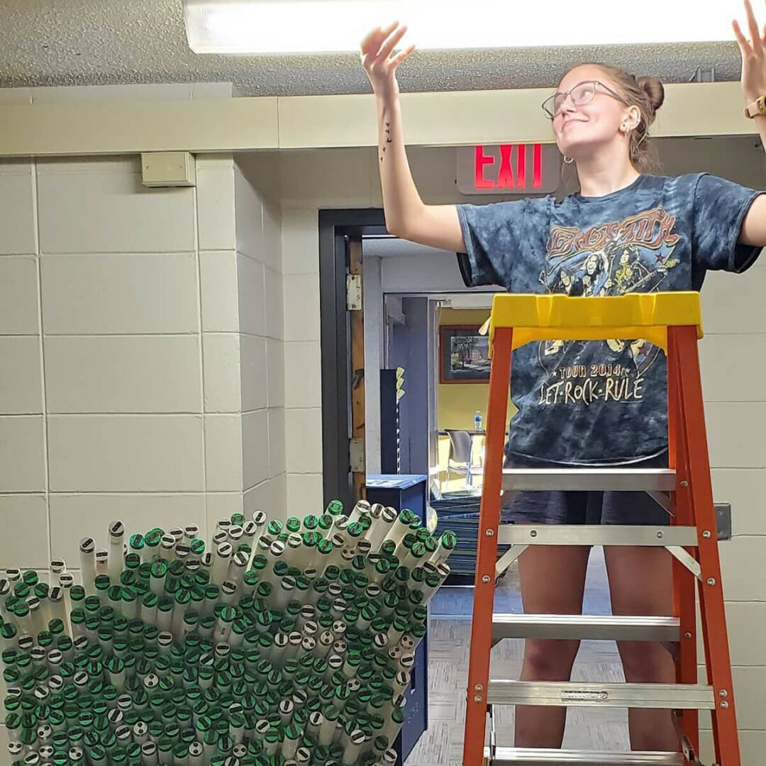 Installing sustainable LED lighting at UW-Eau Claire's Sutherland Hall.