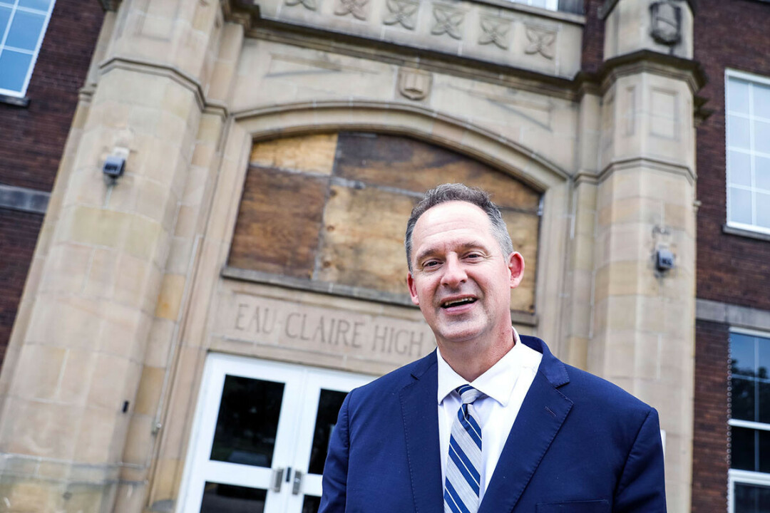 Michael Johnson, who became Eau Claire Area School District superintendent on July 1, poses outside the school district administration building.