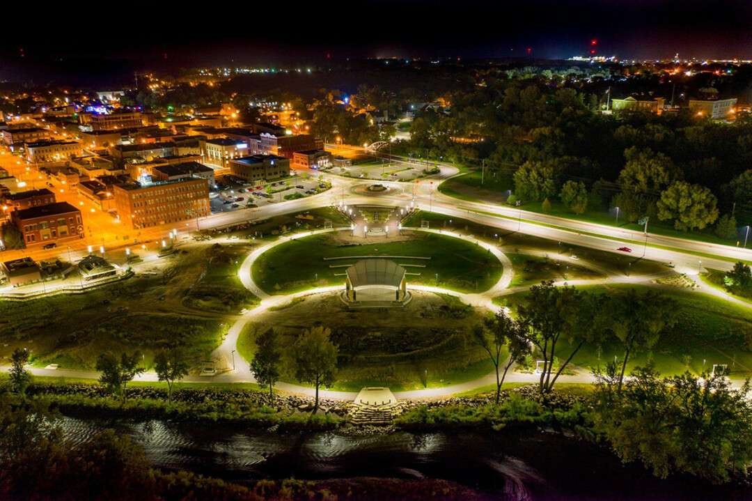 Riverfront Park in Chippewa Falls by night. (Source: Facebook)