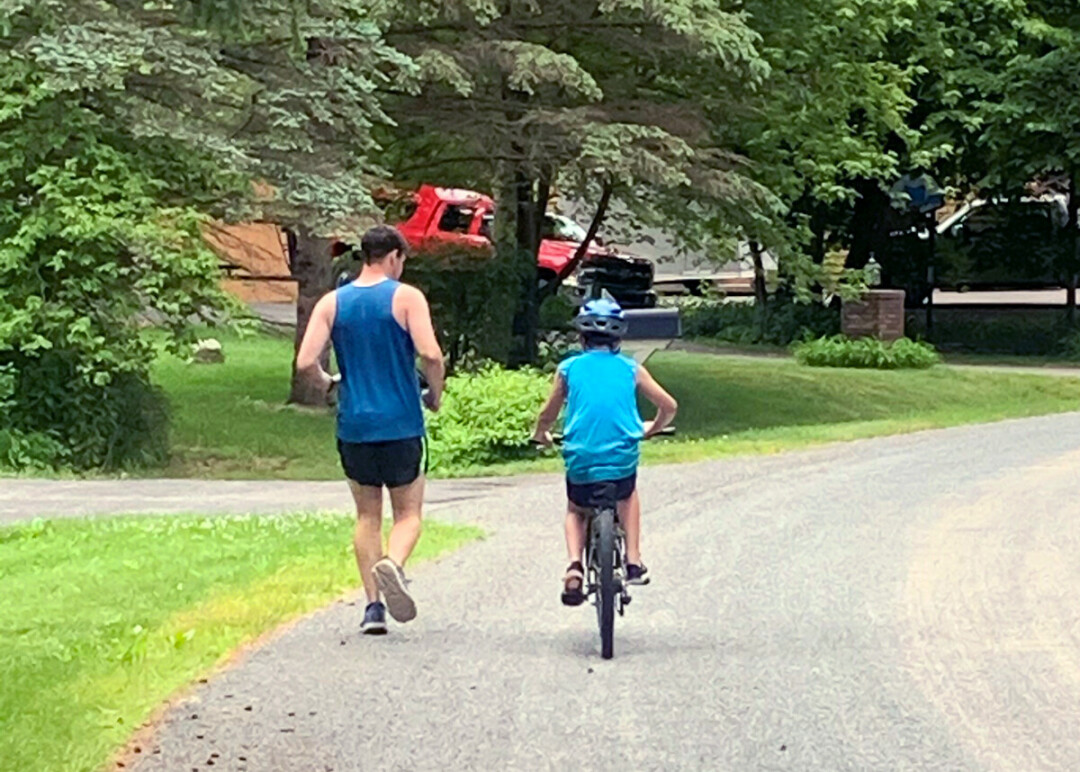 ONE FOOT IN FRONT OF THE OTHER. The writer and his son hit the trail.
