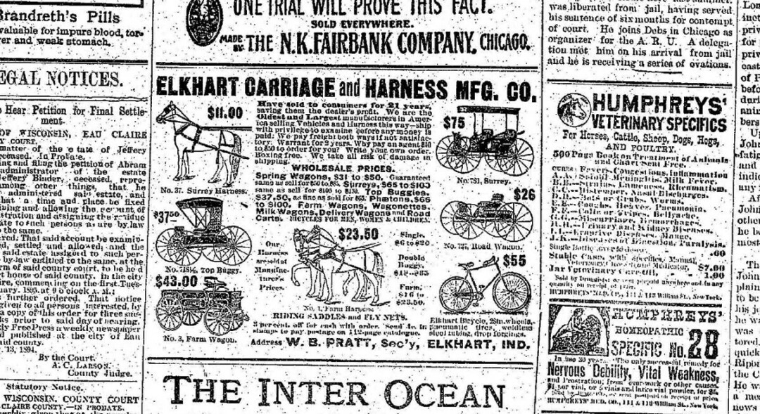 Advertising from a Dec. 20, 1894, newspaper in Eau Claire. 