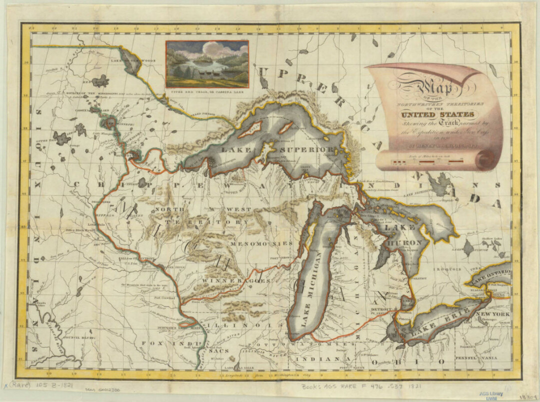 This 1821 map shows what later became Wisconsin Territory (and then the State of Wisconsin) but was, at the time, part of Michigan Territory.