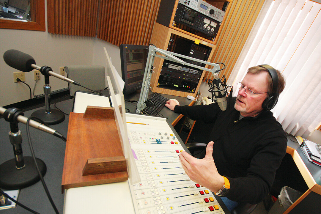 Al Ross at work in the Wisconsin Public Radio studio in Eau Claire.