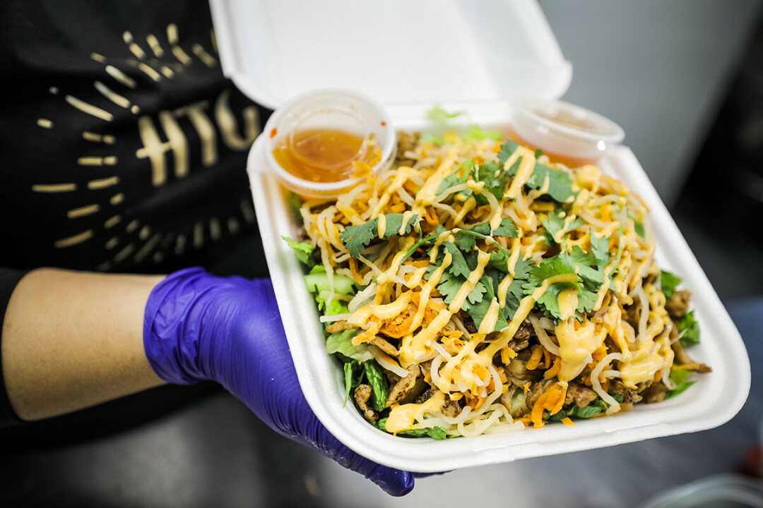 Hers-to-Go provides delivery, pick-up, and catering of Asian specialties including vermicelli salads ad 