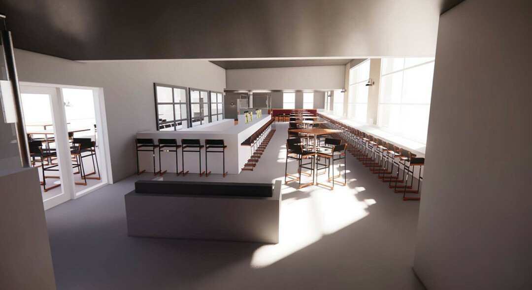 A proposed interior design of the rooftop bar. (River Valley Architects)