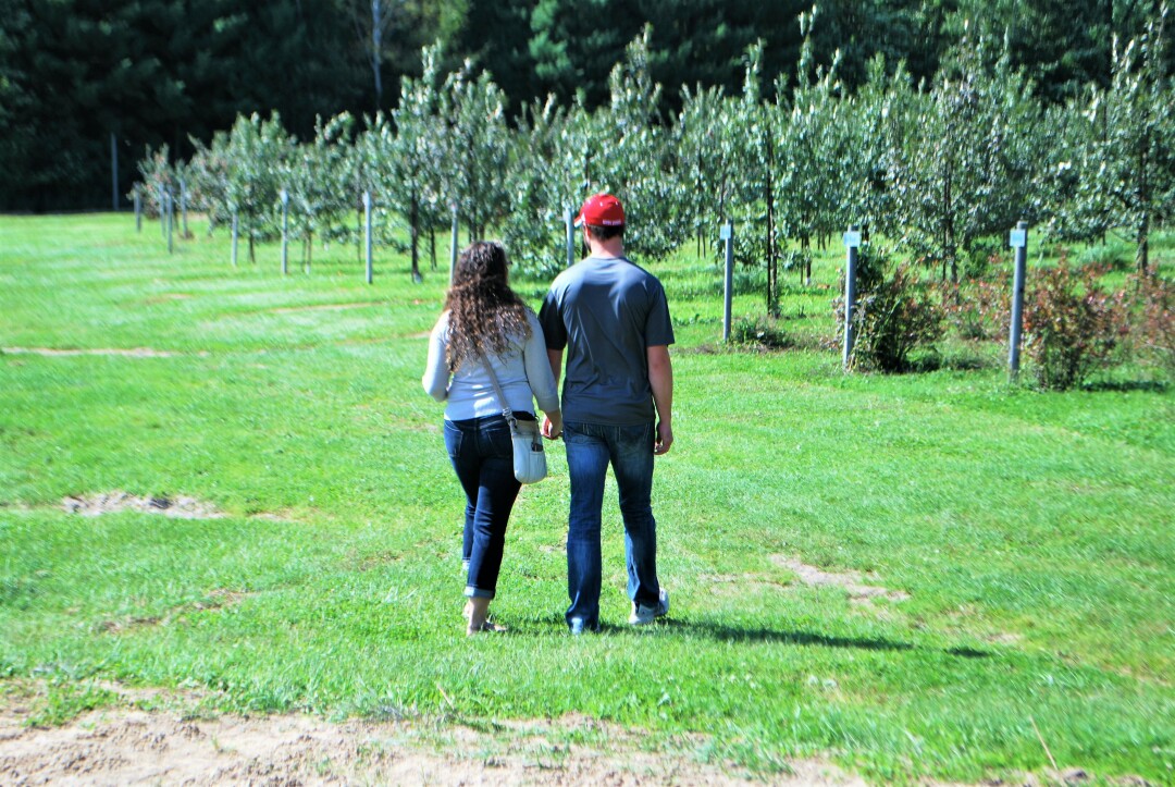 A couple wanders Autumn Harvest Winery & Orchard in 2017. (Photo via Marcie Pannell)