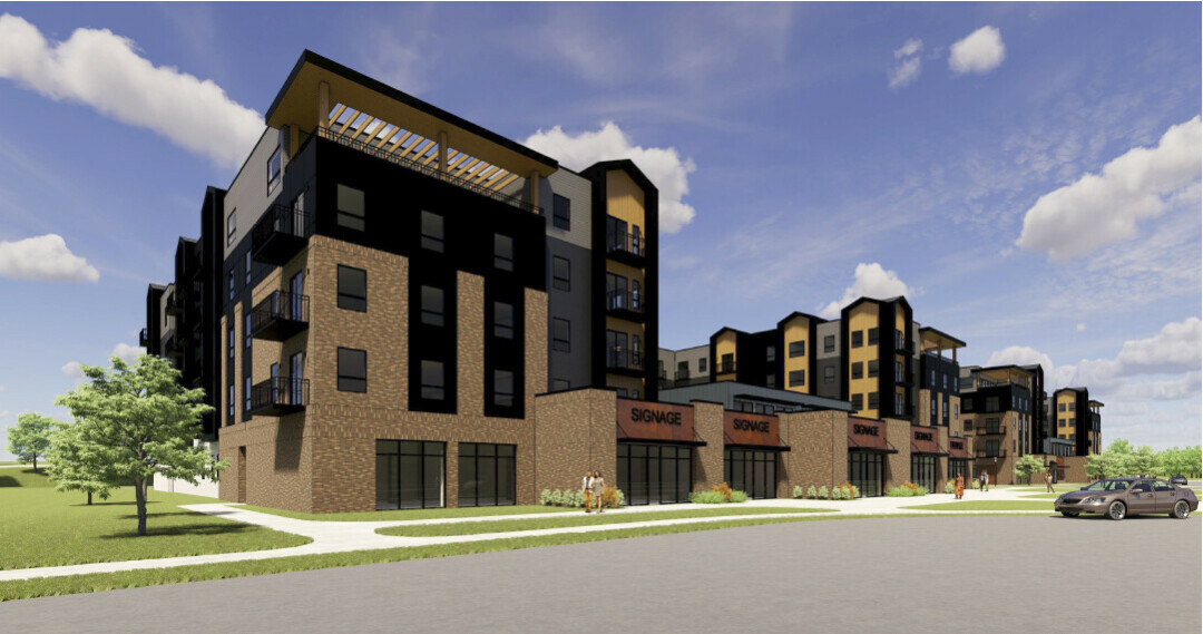 A rendering of P&R Properties' proposed mixed-use development in Eau Claire's Cannery District. (River Valley Architects) 