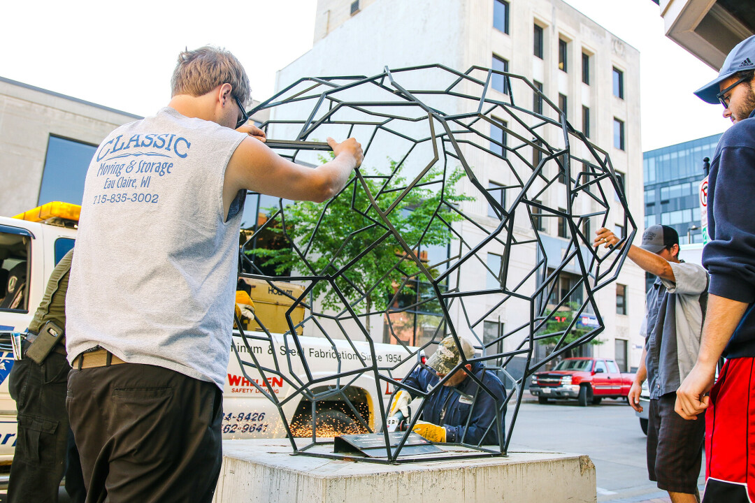 SPARKS OF CREATIVITY. The installation of new Sculpture Tour Eau Claire artwork, shown here in 2020, will be part of May’s Creative Economy Month celebration in Eau Claire.