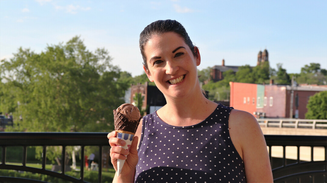CONNOISSEUR OF ICE CREAM. Longtime Volume One writer Kellie Williams went on a search for fantastic flavors and super scoops at every locally owned ice cream shop in the Chippewa Valley. (Photo by Kellie Williams)