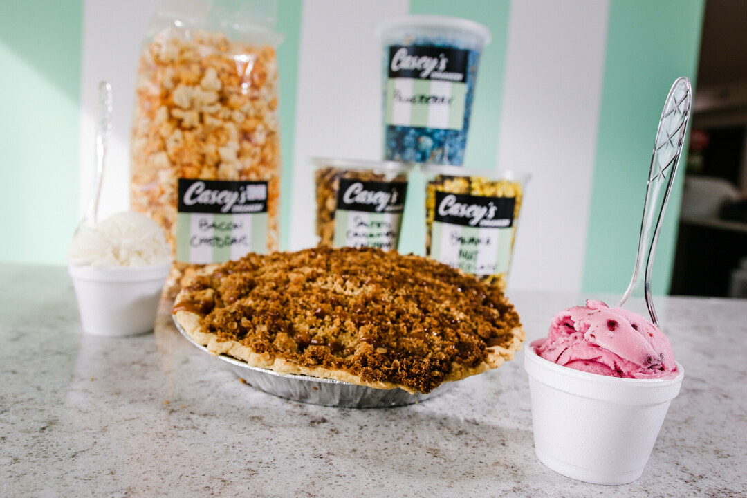 SWEET CREAMS. That counter is where customers can buy ice cream made in-house – this is a creamery, remember – available in 18 frequently changing flavors, including Absastinkinglutely Nuts (five kinds of premium nuts with caramel and sea salt) and Triple Berry Cheesecake (with blackberries, raspberries, and blueberries).