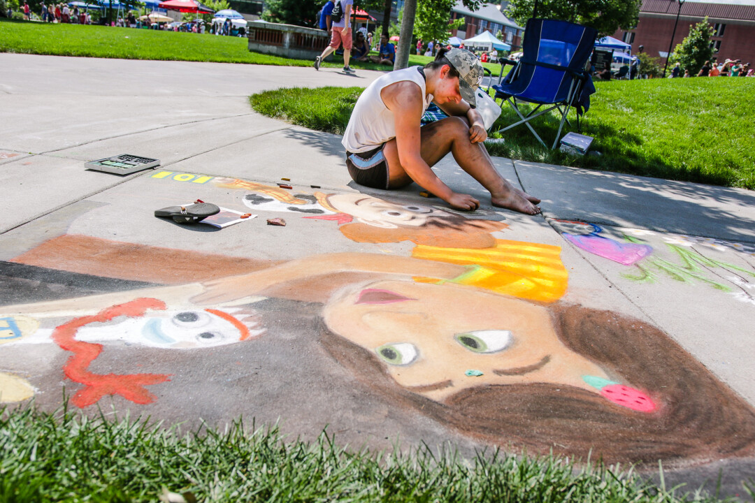 ART IN PROGRESS. An in-person Chalkfest will return to the UW-Eau Claire campus in the summer of 2022. (Photo by Andrea Paulseth)