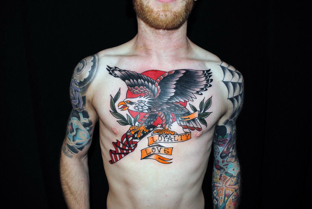 GENTLEMEN, REMOVE YOUR HATS – AND YOUR SHIRTS. An example of Matt Duffenbach's tattoo talents. (Submitted photo)