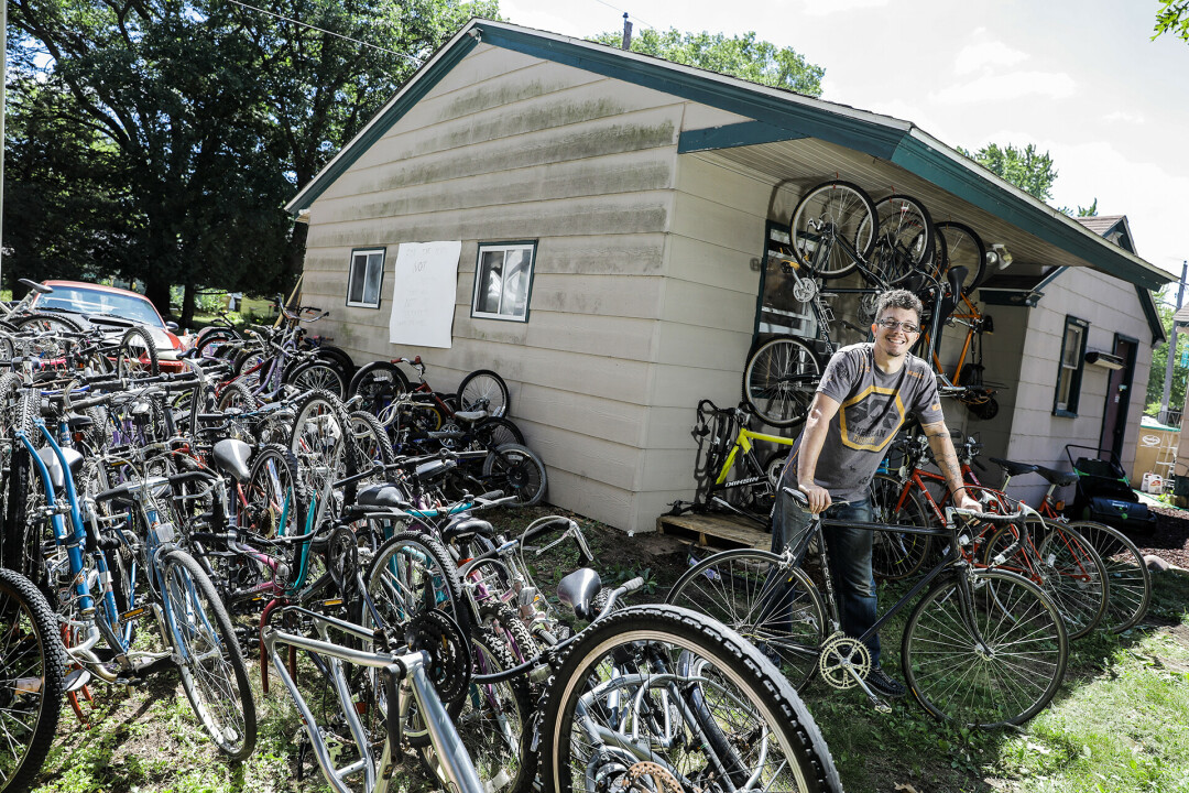 CREATING CHANGE, ONE BIKE AT A TIME. Mike Van Dusseldorp fixes, donates, bicycles to homeless individuals in the Chippewa Valley as a way to better his mental wellness.