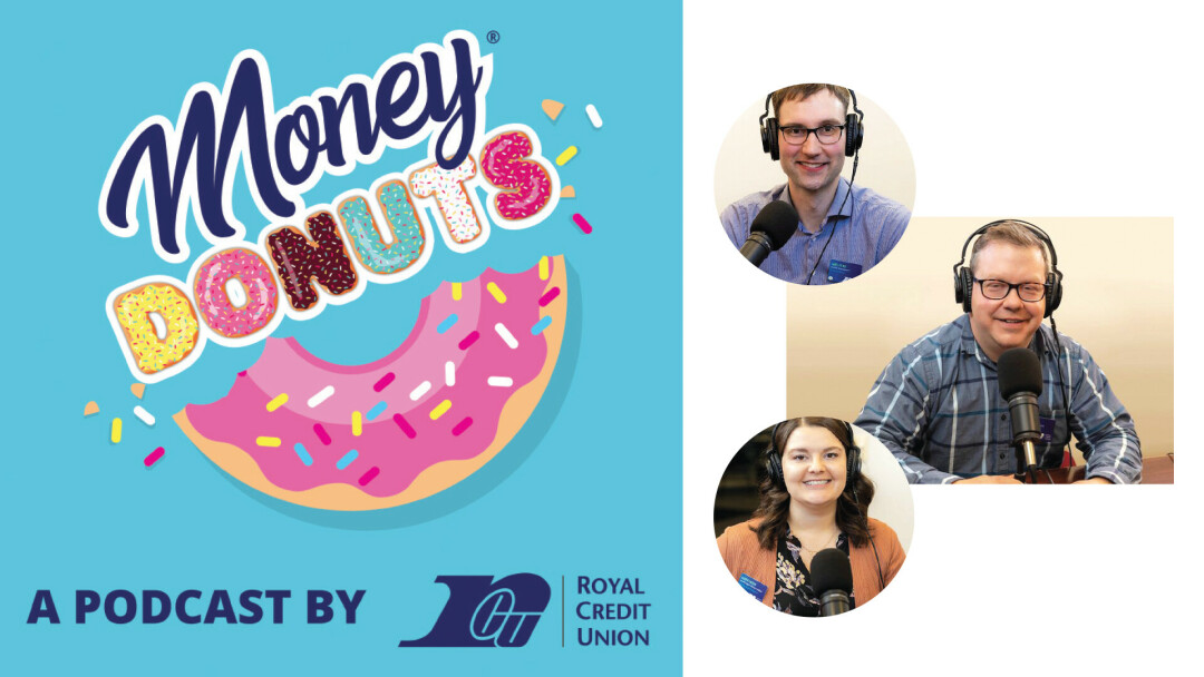 James Plendl (top), Cooper Larson (bottom), and Steve Dayton (right) are RCU's hosts of the Money Donuts podcast.