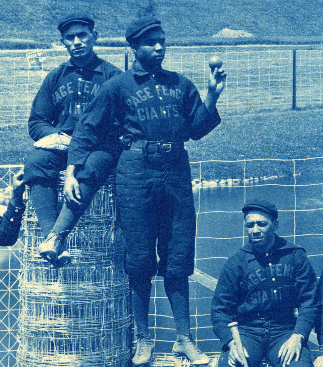 BASEBALL GIANT. George Wilson (center) played for the Micigan-based Page Fence Giants, an all-Black team from Adrian, Michigan, from 1986-98. (Photo courtesy <a href="https://dp.la/item/e531d2a902c4c69179e230568d07813b?q=page%20fence%20giants" target="_blank" rel="noopener" data-mce-href="https://dp.la/item/e531d2a902c4c69179e230568d07813b?q=page%20fence%20giants">University of Michigan Bentley Historical Library</a>)