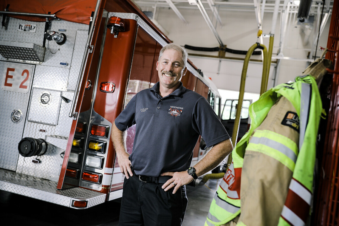 READY TO ROLL. Denny Klass recently become chief of the Menomonie Fire Department.
