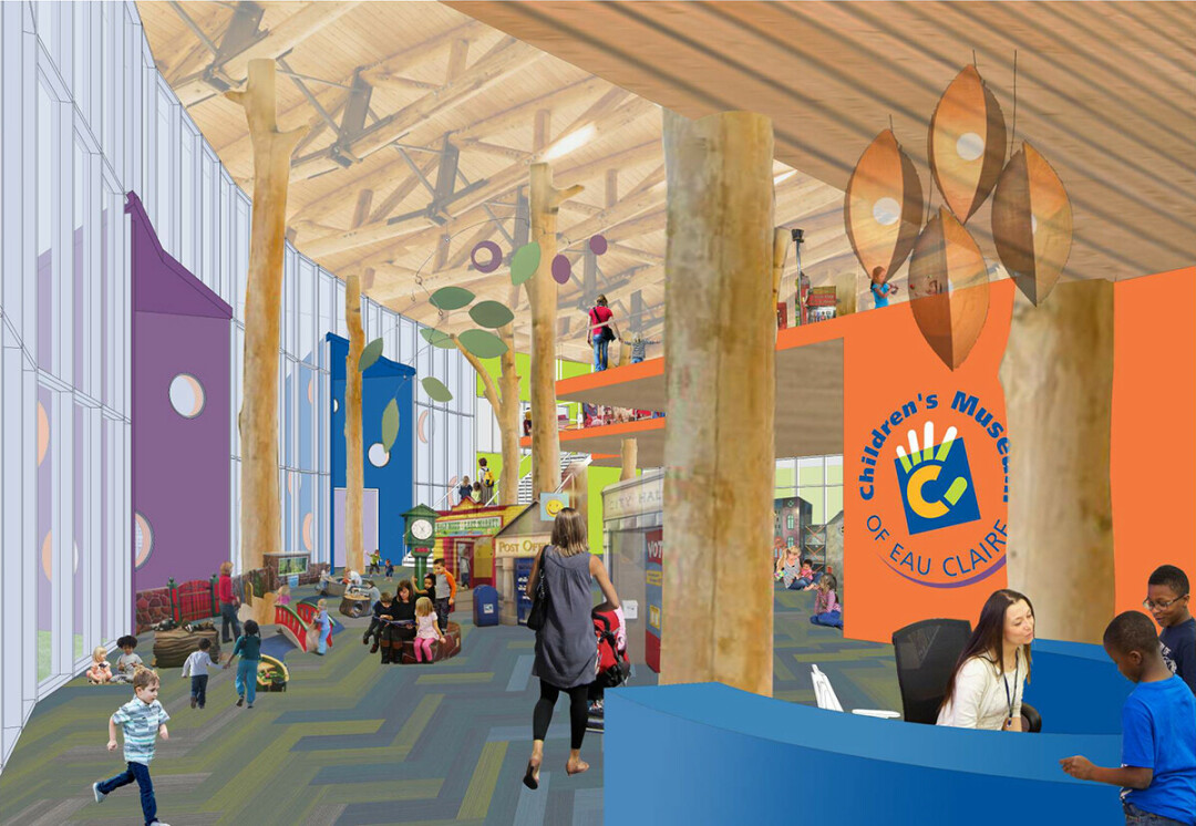 This rendering shows the vaulted ceiling inside the future new Children's Museum of Eau Claire. (Submitted image)