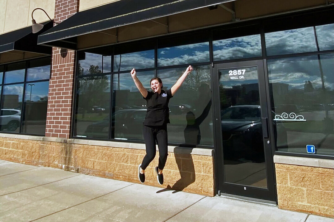 LEAPING FOR JOY. Leonardson at the new location.