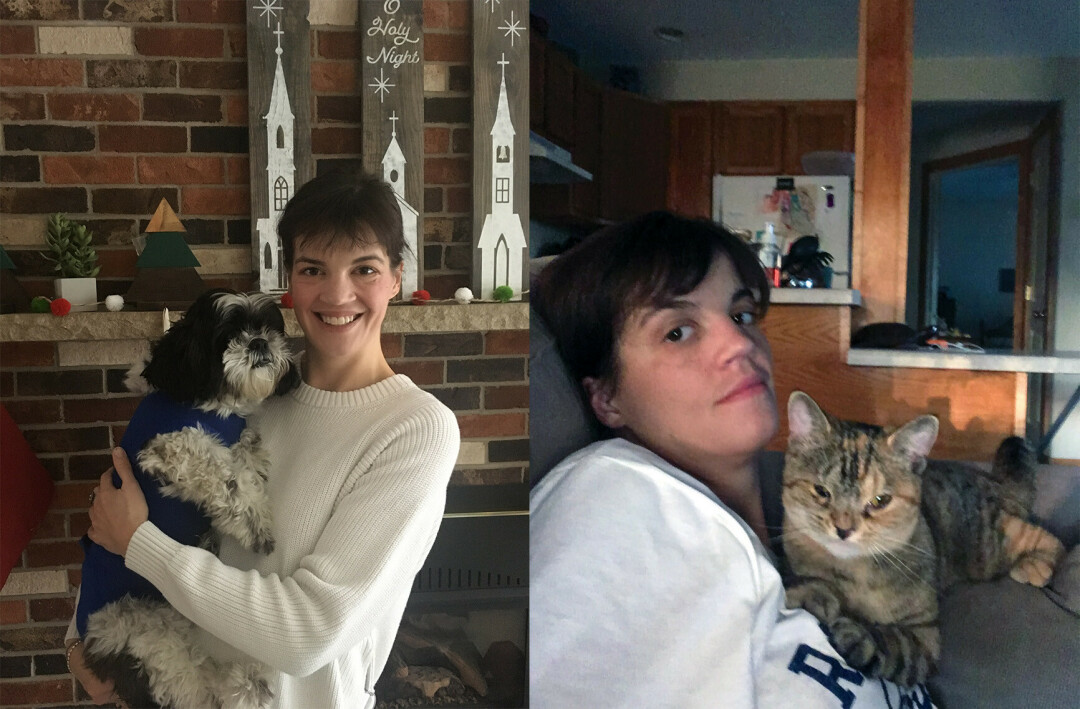 DOG MOM TURNED CAT MOM. Caitlin Boyle, pictured on the left with her former dog Ripley, and pictured at the right with her new cat, Marley. (Submitted photos)