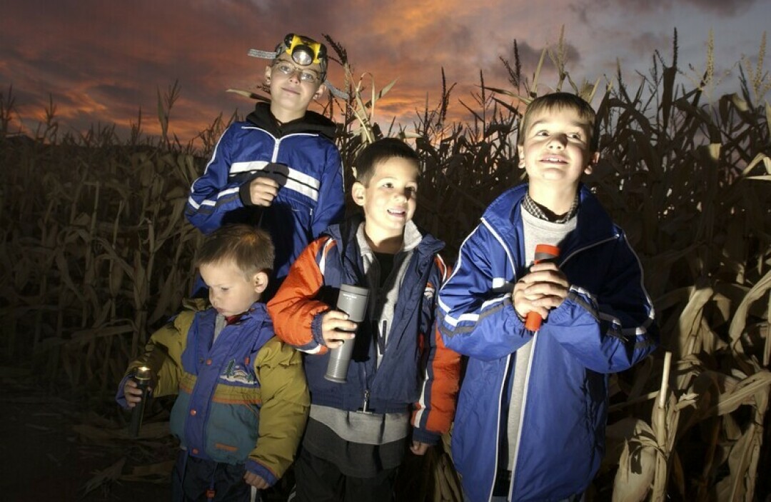 READY TO BUST TO GHOSTS. These boys aren't afraid of Govin's corn maze. Are you?