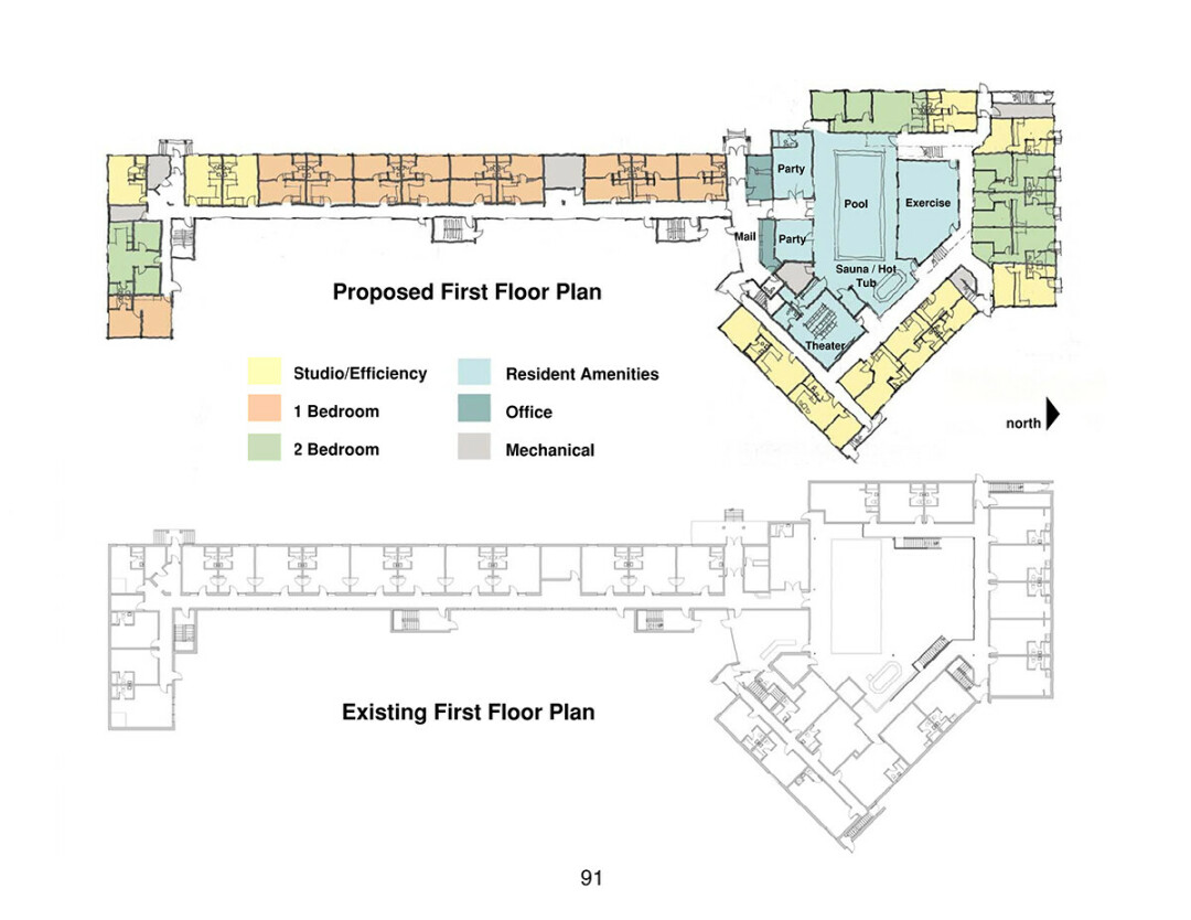 An architectural rendering of the proposed first-floor remodeling of the Regency Inn & Suites.