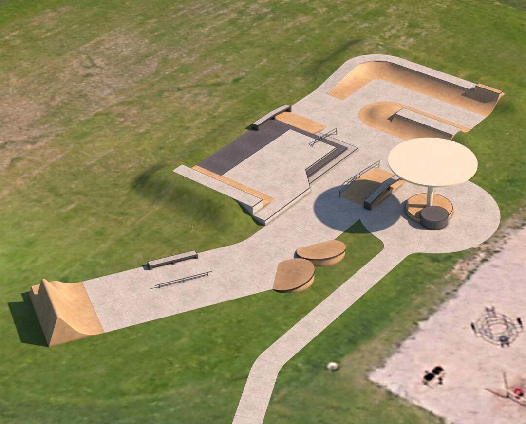 The current proposal for Eau Claire’s skate park includes 5,000 square feet of skate space for a fee of $275,000 – of which the Eau Claire Skaters Association has volunteered to fundraised $75K. (Photo via Spohn Ranch)