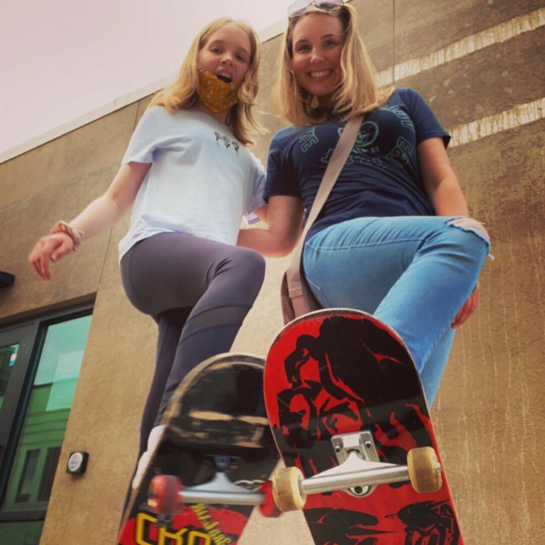 Sara Hendrickson, a health teacher at DeLong Middle School, launched a skate club for sixth through eighth grade students, noting that the opportunity to try something new and get outside has made a considerable impact on the mental wellbeing of her students. (Submitted photo)