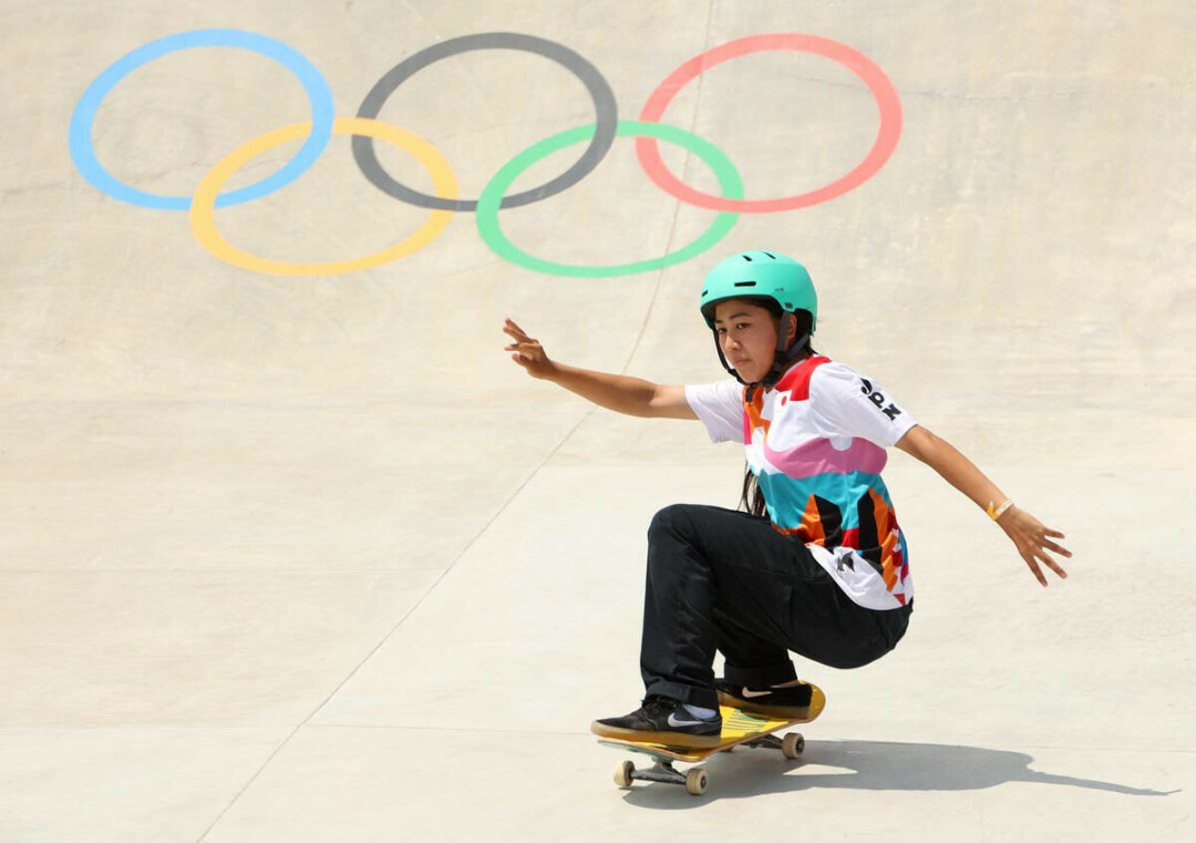 Gold Medal winner Momiji Nishiya of Japan at the Tokyo Olympics in summer 2020.