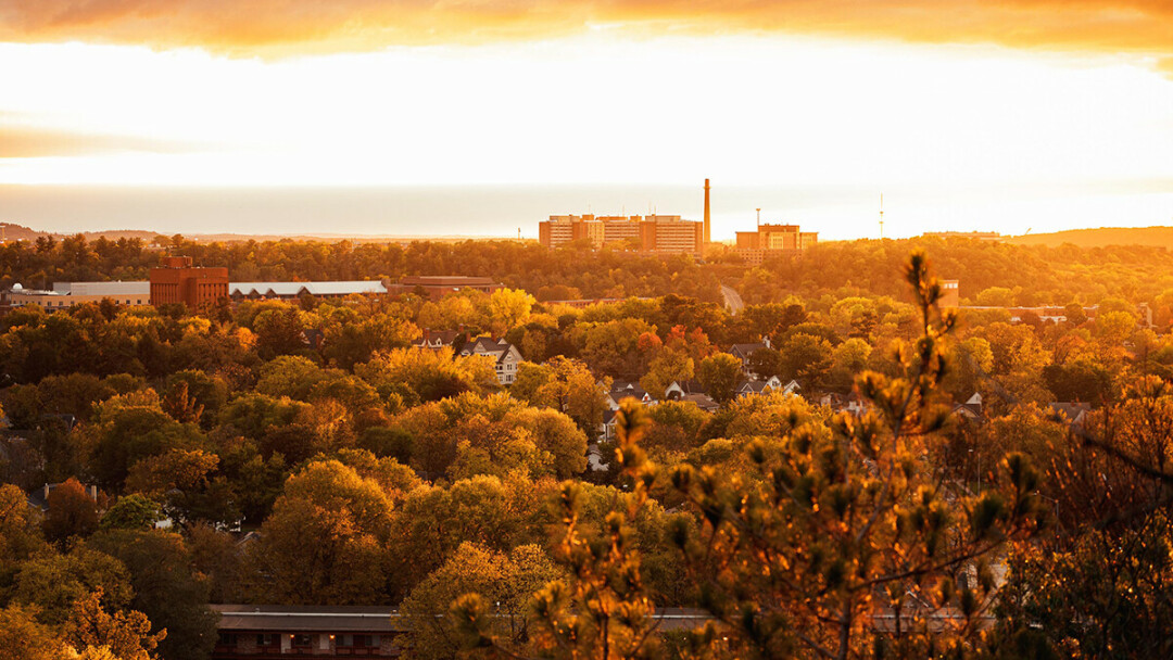 CREATING A STRONGER COMMUNITY. A view of downtown Eau Claire in autumn.