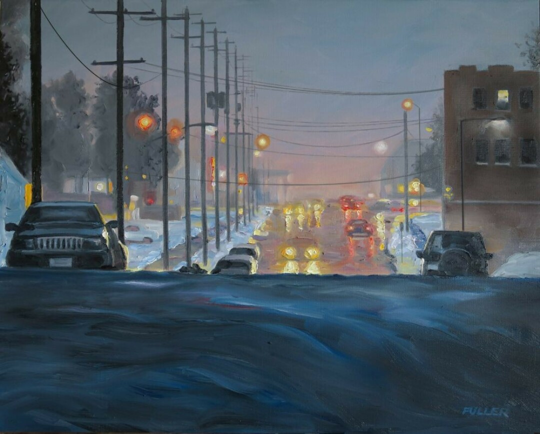 EAU CLAIRE NIGHT. This oil painting by Glen 