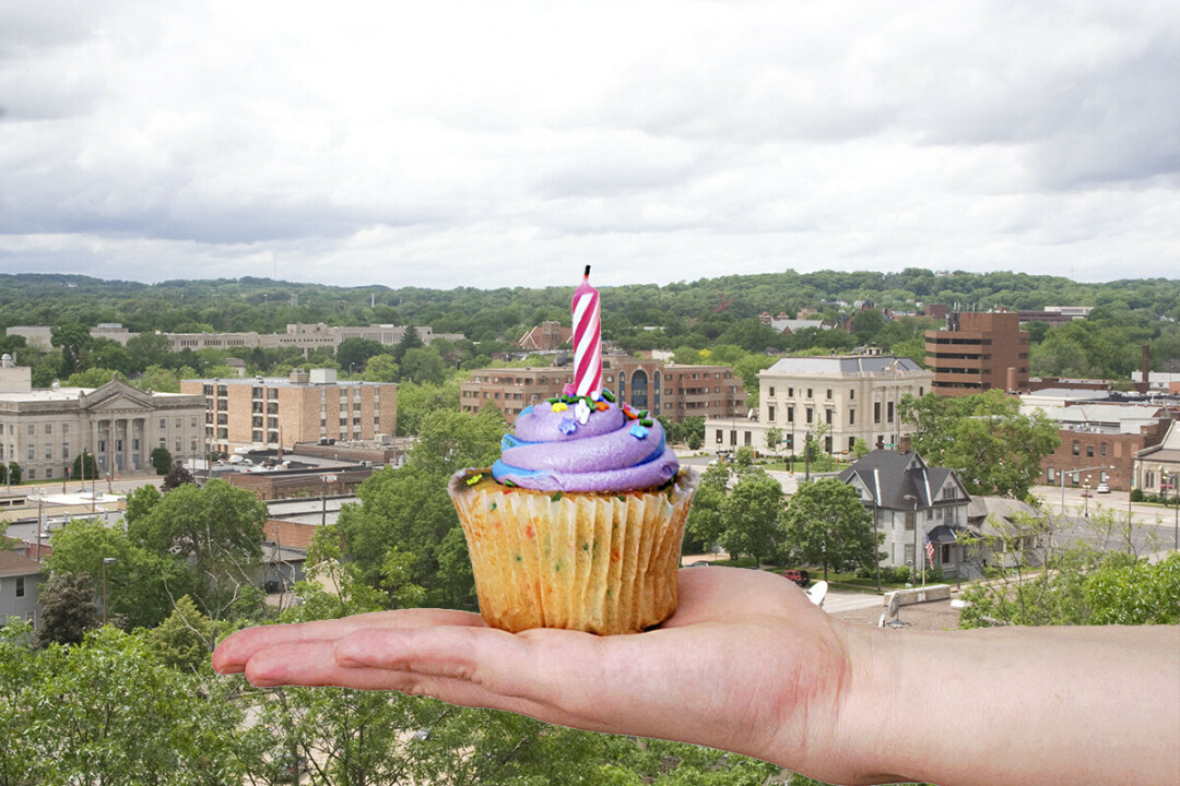 EAU CLAIRE'S SKYLINE: NOW WITH CUPCAKES. Add another 149 candles, and you'll get the idea.