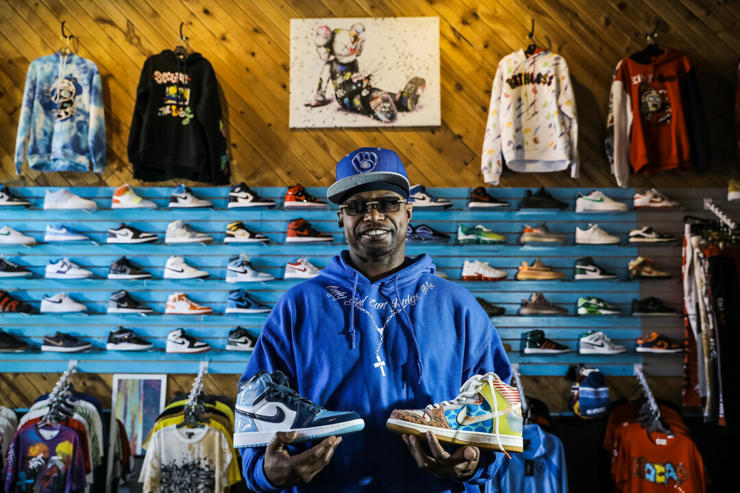 SWEET SNEAKERS. Duane Perkins, owner of Drip Kickz, moved to Eau Claire after seeing its lack of styles like the ones present in his store.