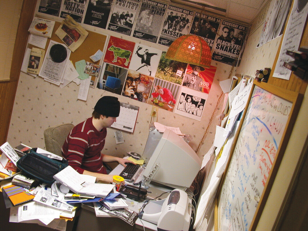 MAKING THE MAG. Founder and publisher Nick Meyer works on an issue of Volume One circa 2004.
