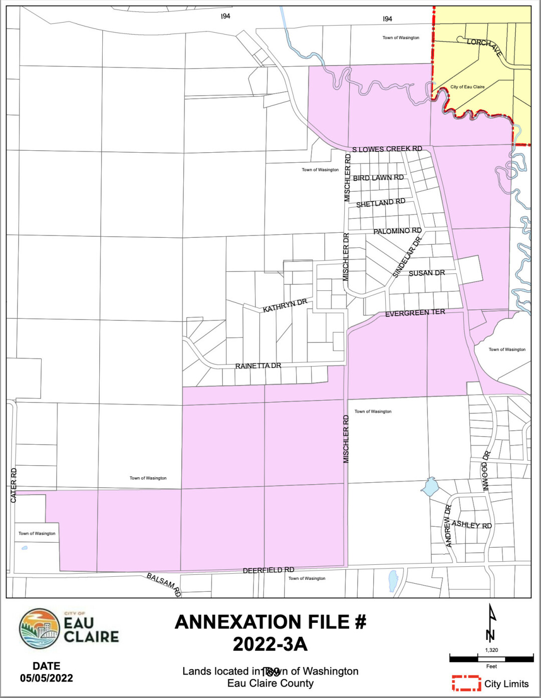 A map of the proposed annexation area, which was included in the agenda packet for the Tuesday, May 10, Eau Claire City Council meeting.