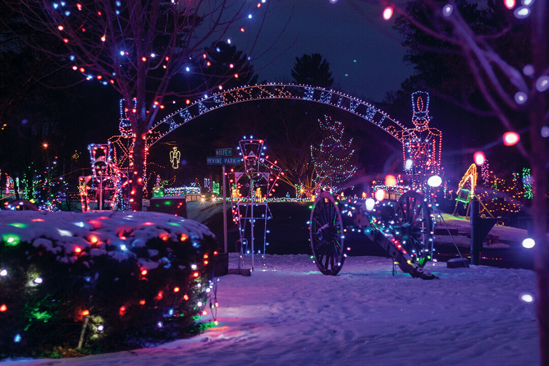 DASHING THROUGH THE SNOW BY DRIVING THROUGH THE PARK. The annual Christmas Village at Chippewa Falls’ Irvine Park.