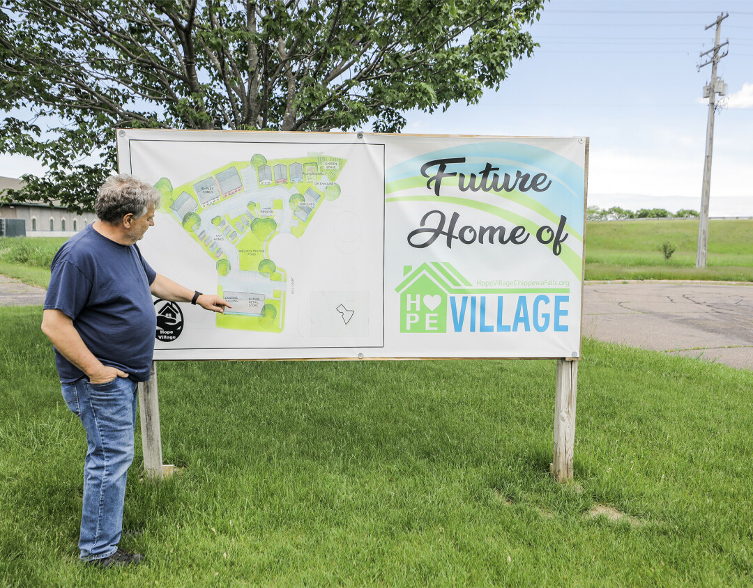 WELCOME HOME. Hope Village Director Mike Cohoon showing the future home of the nonprofit's tiny home village, a vision already underway through the Welcome Home Capital Campaign.