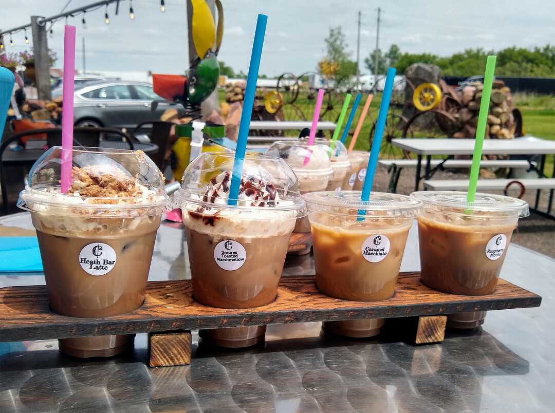 ICED, ICED, LATTE. Osseo's The Nickel Barn and Coffee Shop is causing quite the buzz with their iced latte flights. (Photo from a customer's Facebook post)