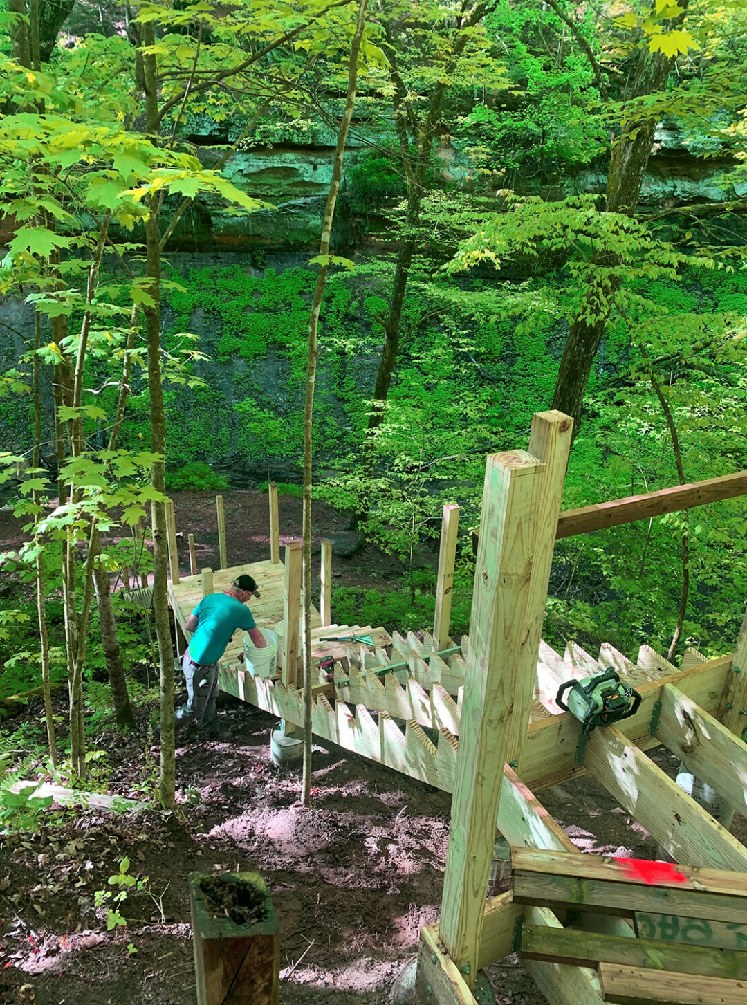 STEP BY STEP.  Construction began this spring on Devil's Punchbowl Staircase, which was originally placed in 2000.