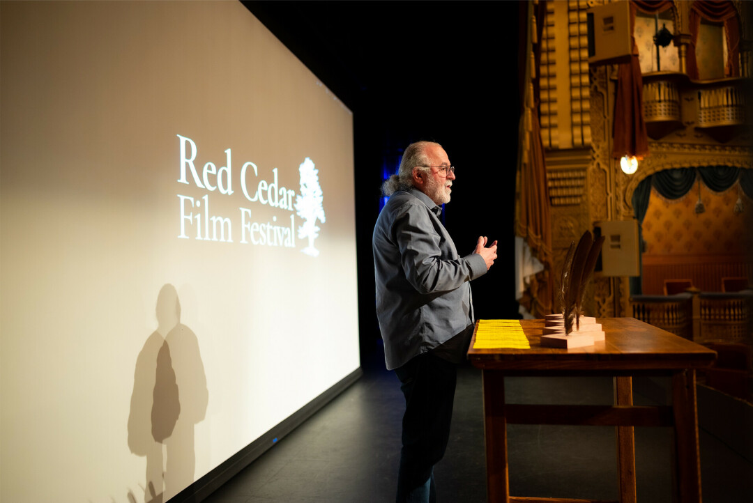 CEDAR CINEMA. The Red Cedar Film Festival's founder and Executive Director, Peter Galante, speaking at this year's festival.