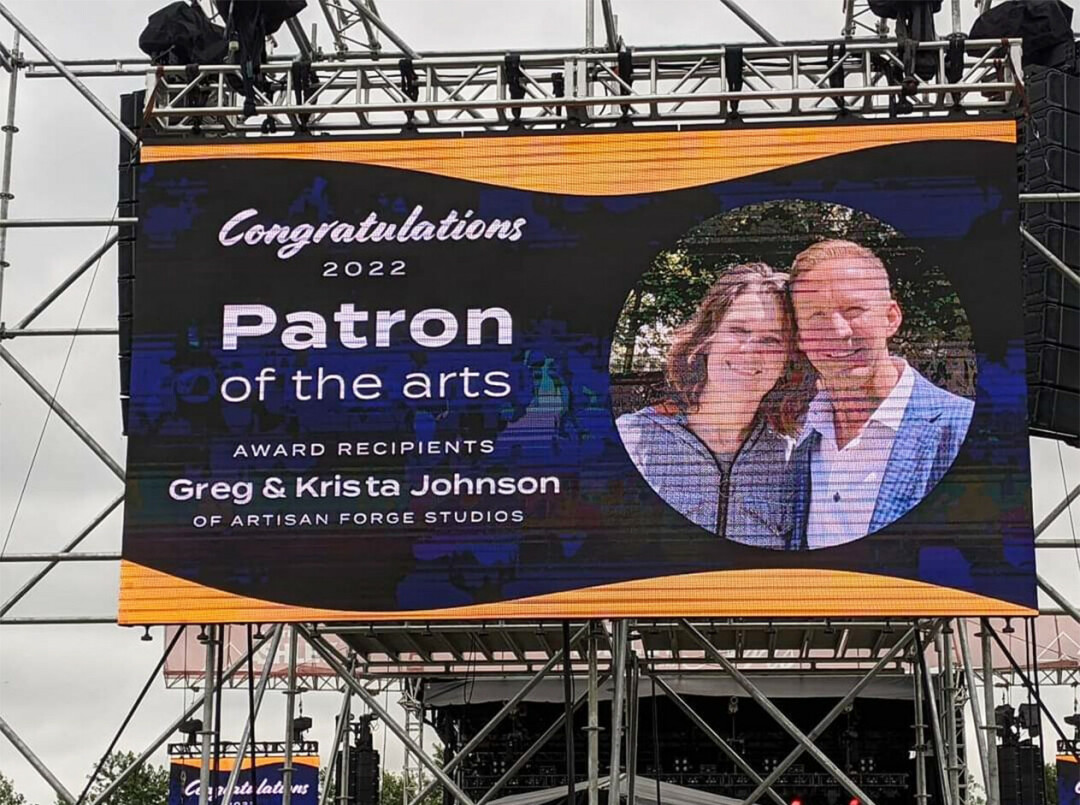 AWARD FOR ARTISAN FORGE. Owners of Artisan Forge Studios in Eau Claire, Greg and Krista Johnson, were awarded the 