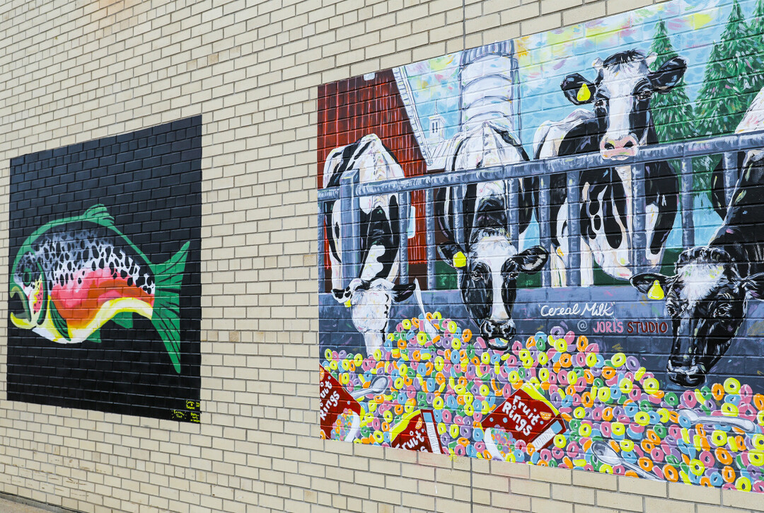 GOT MILK? Jori Viana's first mural now covers part of the Altoona Public Library's outer walls, displaying her staple style.
